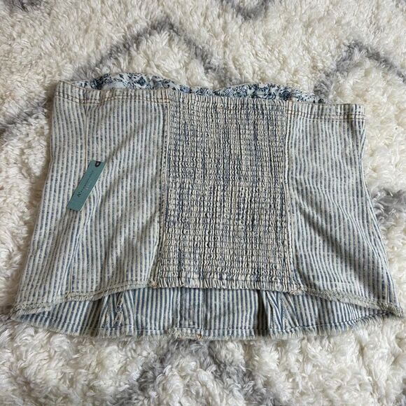 Pilcro by antropologie Striped Strapless Button-Down Blouse - Picture 3 of 12